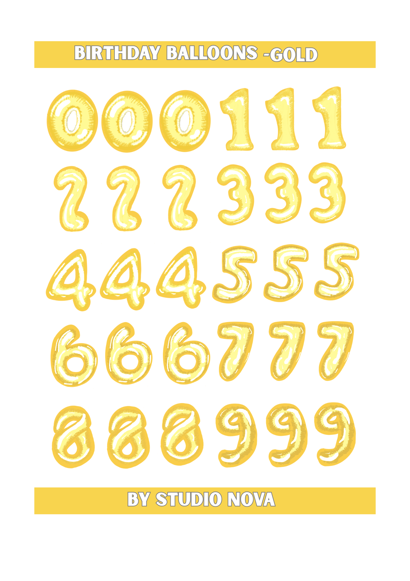 Birthday balloons - gold