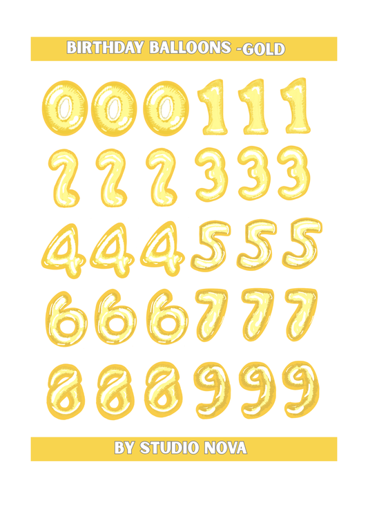 Birthday balloons - gold