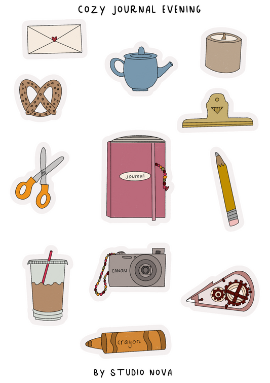 Cozy Journal Evening - Stickersheet