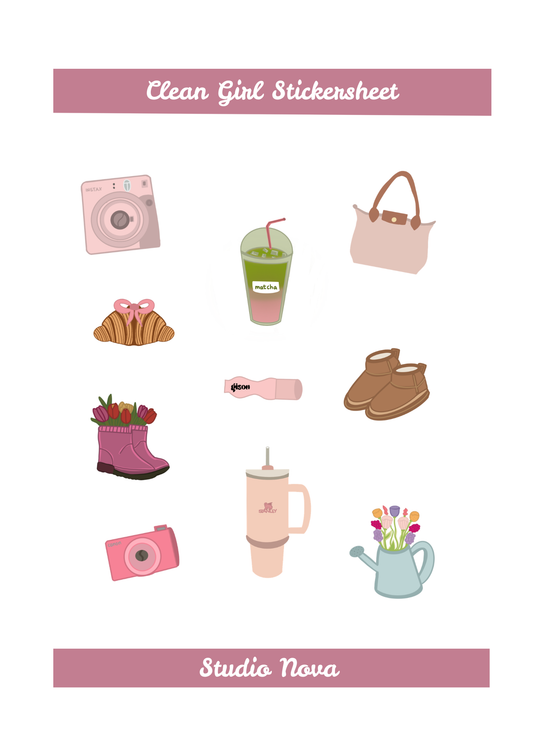 Clean girl stickersheet