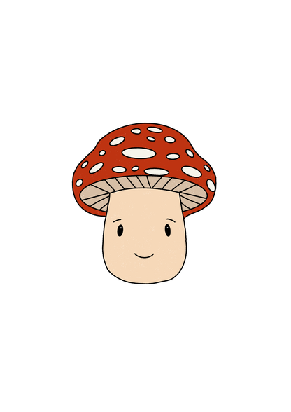 Paddenstoel met gezichtje - losse sticker