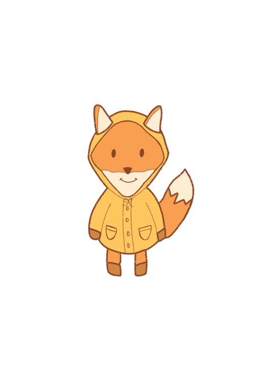 Vosje met een regenjas - Losse sticker