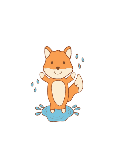 Vosje in de regen - losse sticker